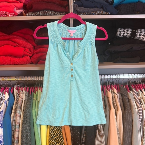 Lily Pulitzer turquoise sleeveless v neck tank top size XS - Picture 1 of 3